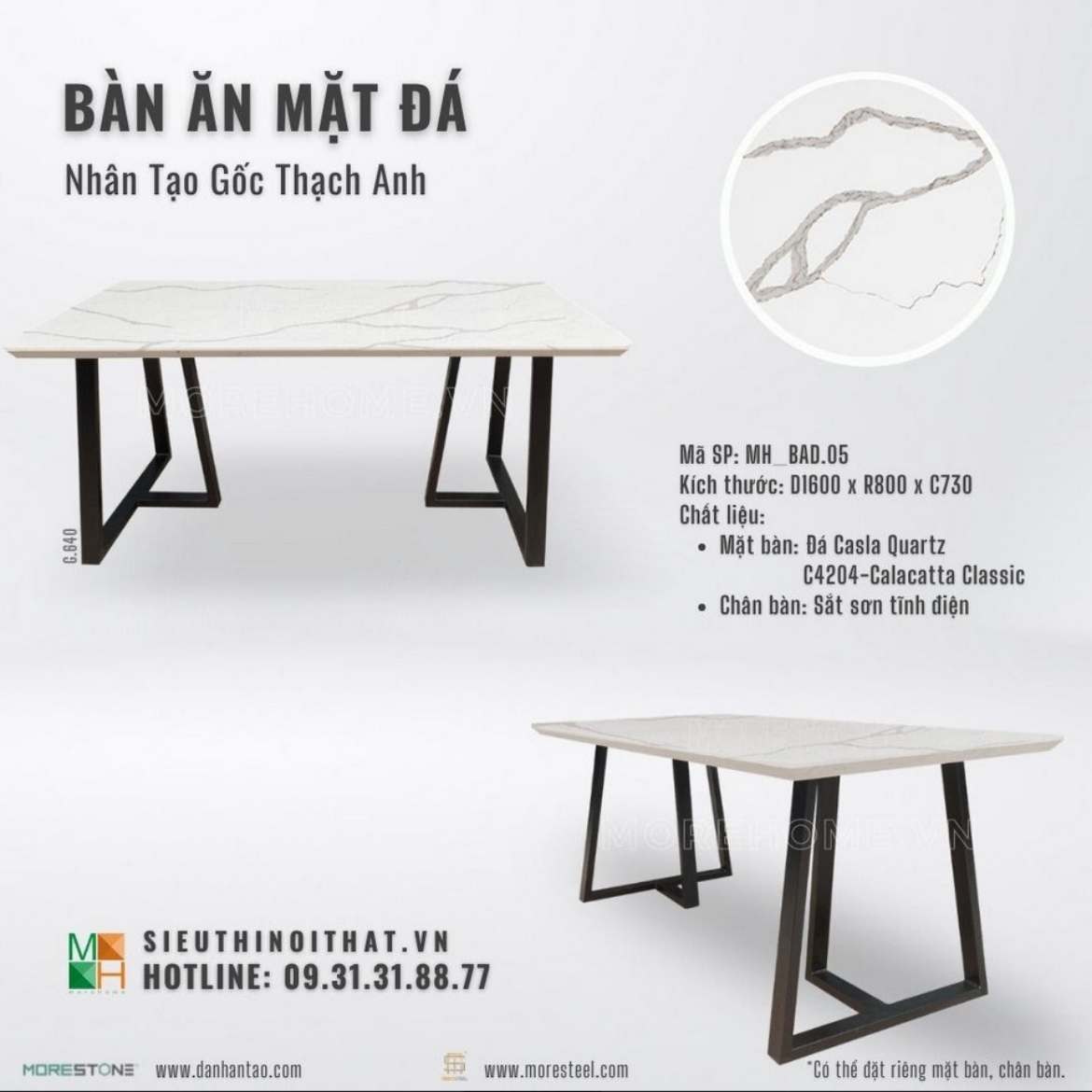 Ảnh của Bàn ăn mặt đá nhân tạo thạch anh vân mây MH_BAD.05