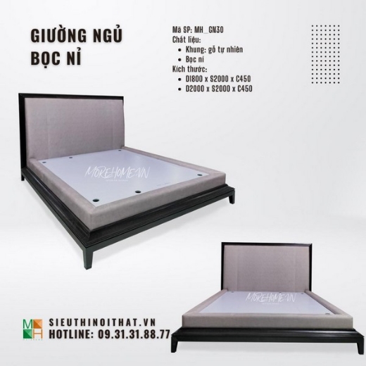 Ảnh của GIƯỜNG NGỦ BỌC NỈ GỖ TỰ NHIÊN MH_GN30